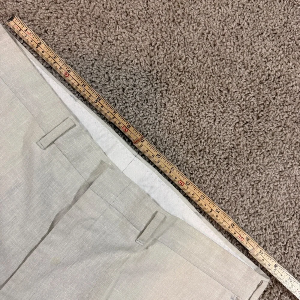 80s Haggar Linen Dress Pants Men 38x32 Cream Good Vintage Made in USA Textured